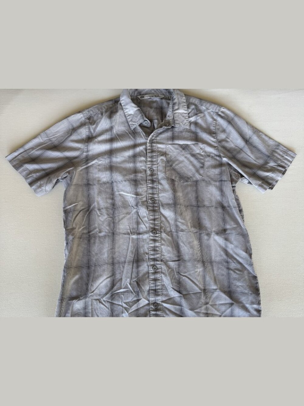 Travis Mathew Button Down Shirt Grey Plaid Size L